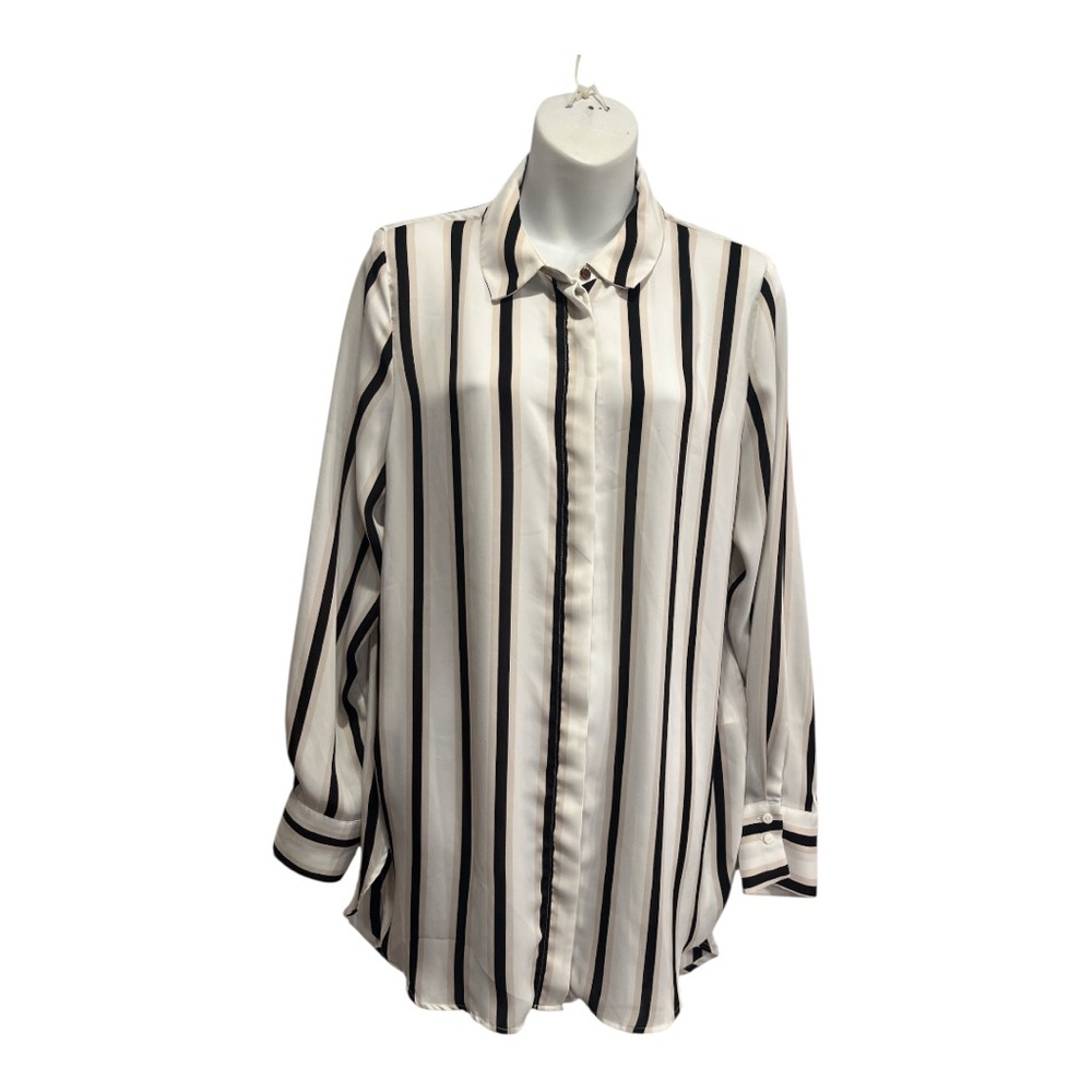 H&M Black, white and beige Striped Shirt size 14